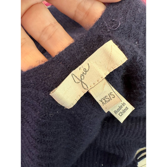 Joie blue cashmere long sleeves fringe hem open front cardigan size XXS - Picture 4 of 10